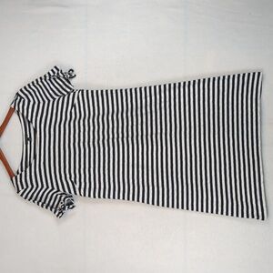 Talbots Striped Tie Sleeves Relaxed Fit Midi Cotton Tee‎ Shirt Dress M